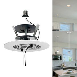 Jolux 5/6" Instant Recessed Can Light Conversion Kit to Pendant Light,Hanging Light Upgrade,for Ceiling Fan Light Fixture,White Finish,Ideal for Kitchen,Bedroom,Livingroom,1 Pack
