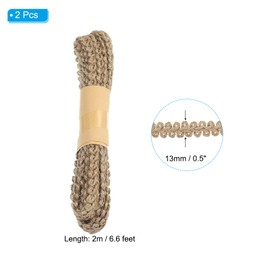 PATIKIL 6.6 Feet Burlap Ribbon for Crafts, 2 Rolls Jute Ribbons Lace Craft Ribbon Natural Jute Rope Twine String for Gift Wrapping Wedding Home Decor, Style 5