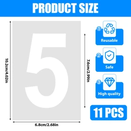 3 Inch Number Stencils – 11 Pcs Reusable Templates for Painting House Numbers, Curb Address, Cakes, Mailboxes, Wood Signs & Wall Art