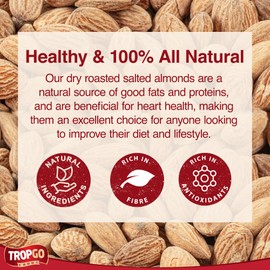 Tropgo Roasted Salted Almonds 180g Tub - Pack of 2 - Almond Nuts in Resealable and Recyclable Tub - Wholesome Trail Mix with Fibre, Protein, and Essential Minerals - Healthy Nuts for All Ages