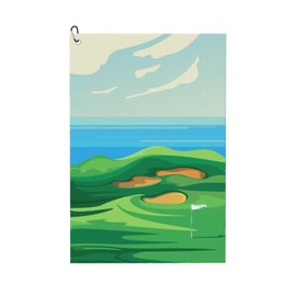 FATTTYCY Green Golf Course Golf Towel for Golf Bags with Clip
