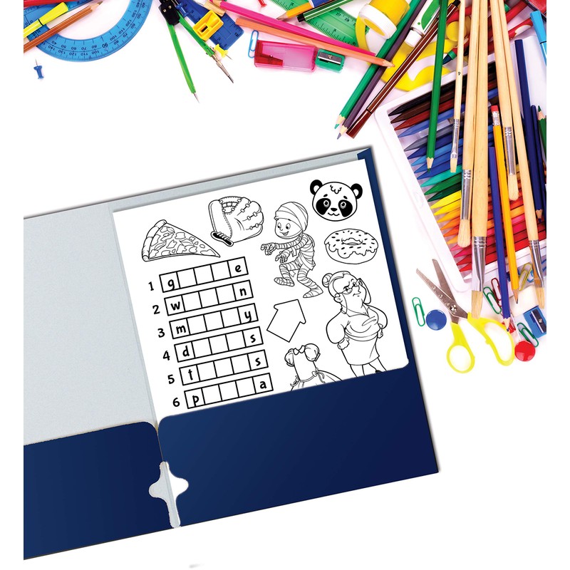 Better Office Products Two Pocket Portfolio Folders, 50-Pack, Blue, Letter