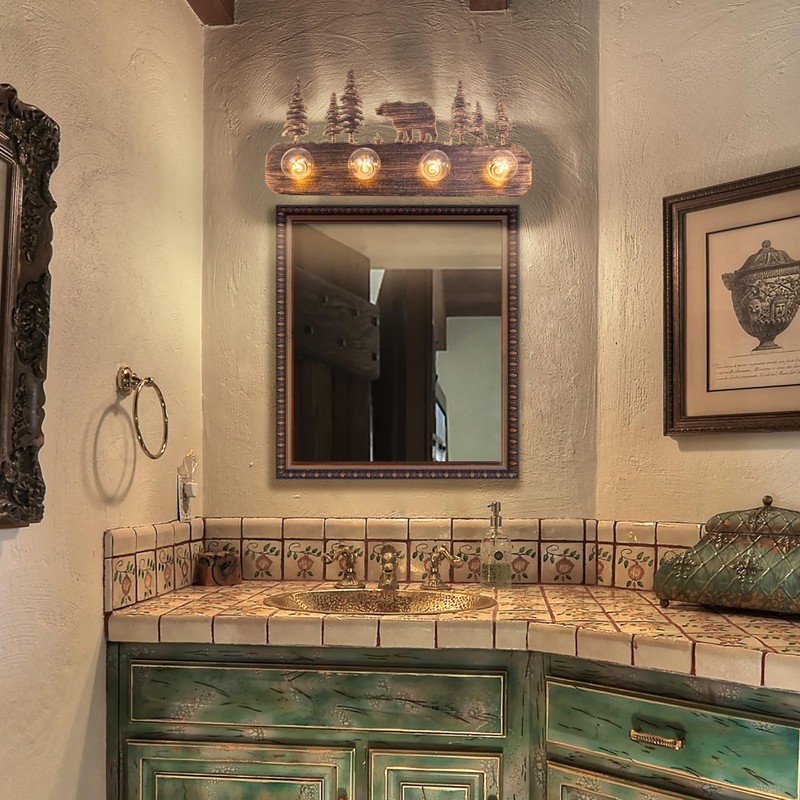 TOCHIC Rustic Bathroom Light Fixtures, 4 Lights Farmhouse Bathroom Vanity