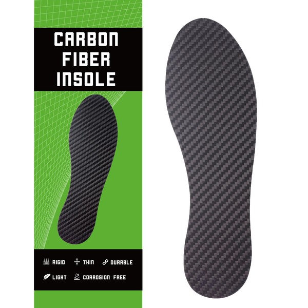 Plantilla de fibra de carbono para hombres y mujeres, inserto de placa de pie de fibra de carbono, soporte rígido para extensión de morton Hallux Rigidus Puntera rota (longitud de la plantilla 265 mm,