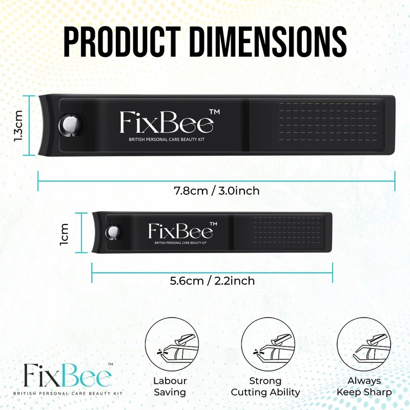 Fixbee Nail Clippers Set - Precision Toe Nail Clippers for