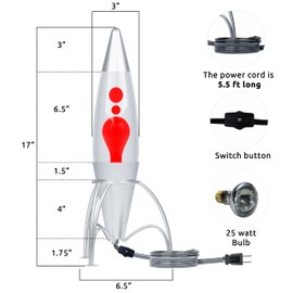 Stratford Works 17 inch Volcanic Red Light, Metal Based Volcanic Wax Nightlight Lamp in Red Color, Fun Lamps for Adults and Kids, Office, Home and Cool Lamp for Teens