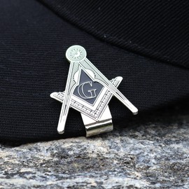 Freemason Hat Clip Bottle Opener - Silver & Black Masonic Compass Fashion Accessory And Great Gift