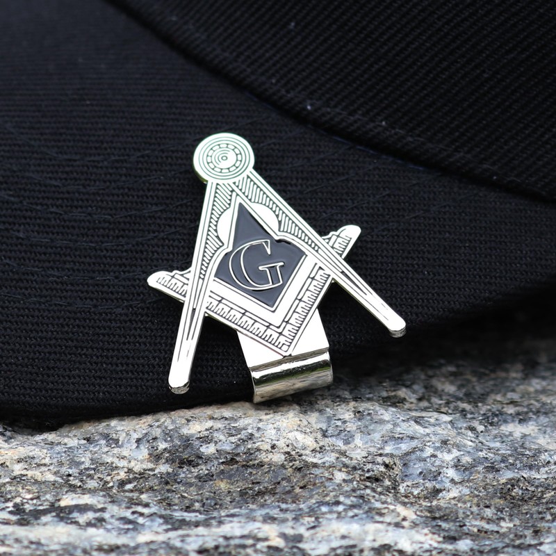 Freemason Hat Clip Bottle Opener - Silver & Black Masonic