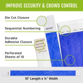 WristCo Marine Blue 3/4" Tyvek Wristbands - 500 Pack Paper Wristbands For Events