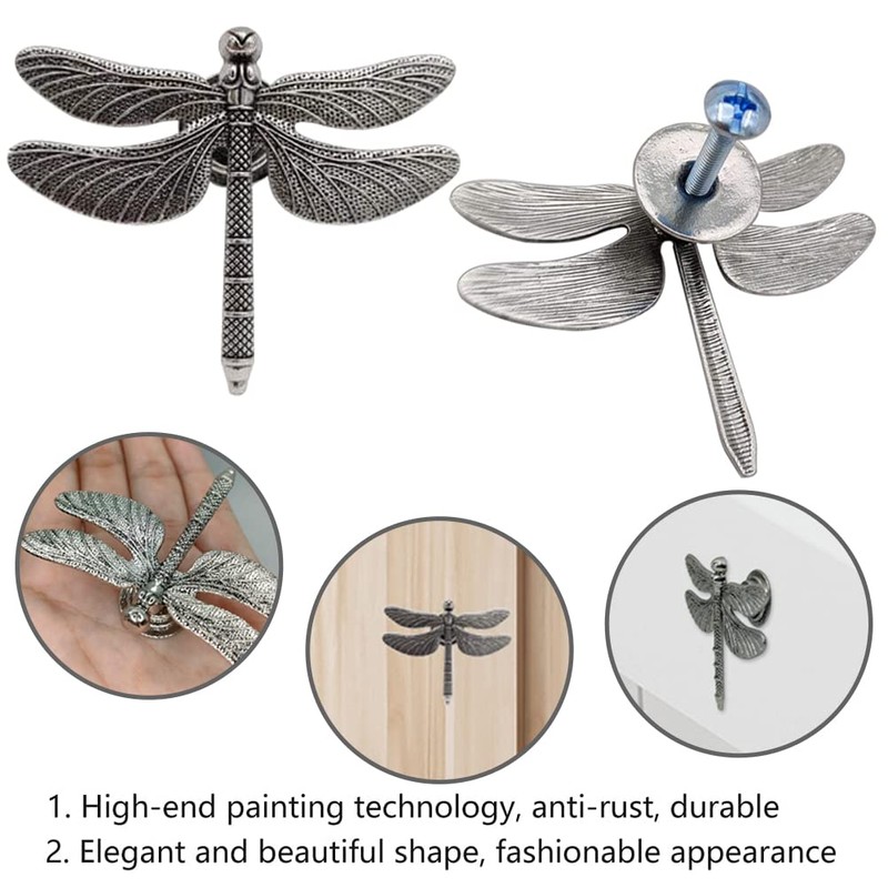6 Pcs Dragonfly Cabinet Handles, Animal Cabinets Knobs, Drawer Knob,