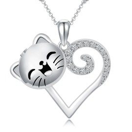 MEIDERBO Cat Urn Necklace 925 Sterling Silver Pet Ashes Necklace Cremation Keepsake Jewelry Pet Memorial Gifts for Women