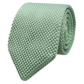 Men's Sage Green Knit Tie Vintage Casual Formal Designer Necktie Pointed Bottom for Gentleman