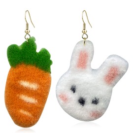 QUSIJIA Cute Knitted Animal Vegetables Drop Dangle Earrings Funny Plush Rabbit Winter Earrings For Women (rabbit)