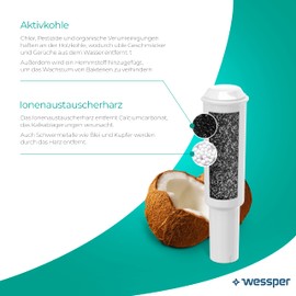 3 x Wessper Aqua White Water Filter for Nespresso N9, F5, F70, C5, C9; 3 Pieces, Replacement for Capresso E8, S9; Impressa One Touch; Avantagre S70, S85, S9