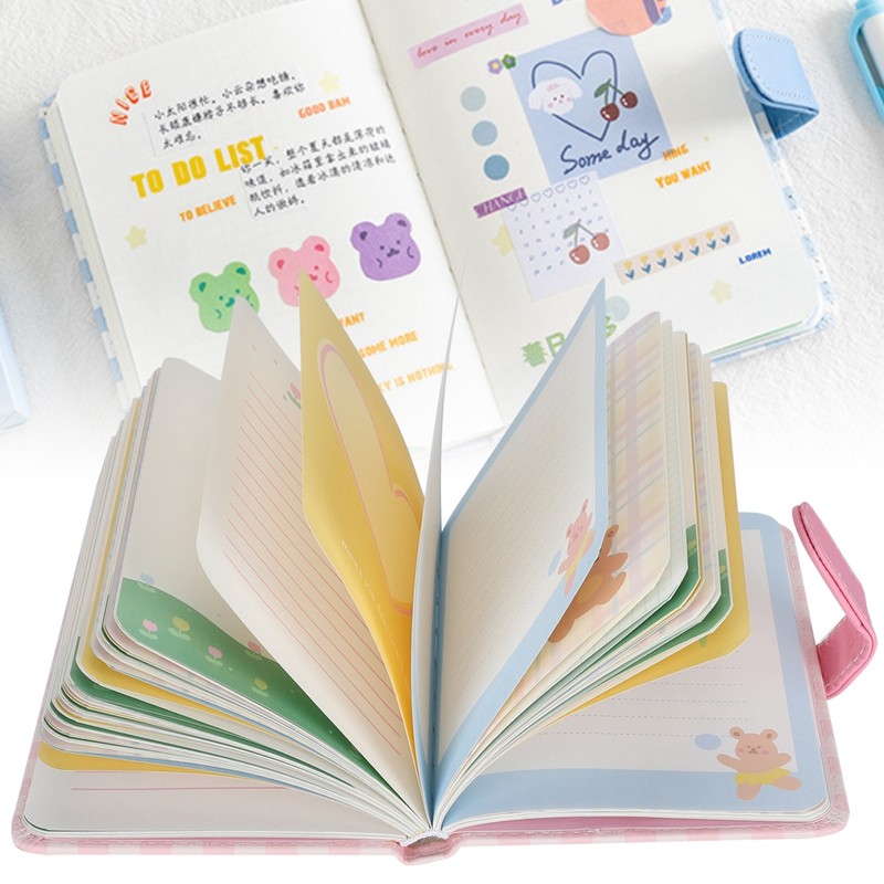 2Sets A6 Magnetic Buckle Notebook Binder Cute Bunny Pattern Daily