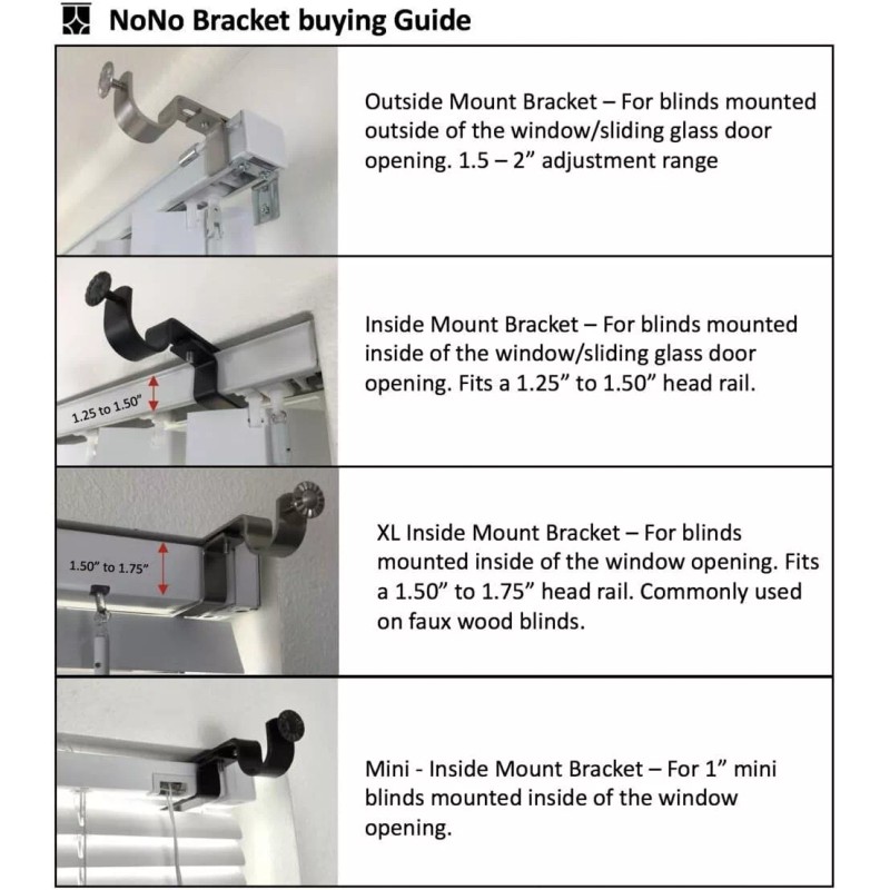 The NoNo Bracket Company NoNo Bracket - No Drill Curtain