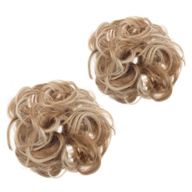 Healeved 2pcs Curly Bun Hair Extension Scrunchies: Women Faux Ponytail Hairpiece with Elastic Band - for Cosplay Costume Photography