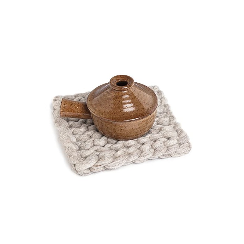 Abbott Collection Nepal Chunky Knitted Trivet - Wool Felt, Oatmeal