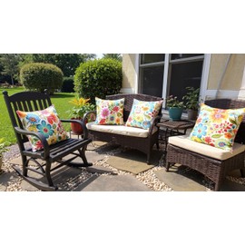 RSH DECOR: Lumbar Throw Pillows Set of 4 | 20” x 12" | All-Weather Spun Fabric | Water and Fade-Resistant | Outdoor Support Pillows for Patio Furniture | Gregoire Fresco