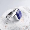 Herren Ring Silber, Edelstahl Männer Ringe 22MM Breiter Siegelring Lapislazuli