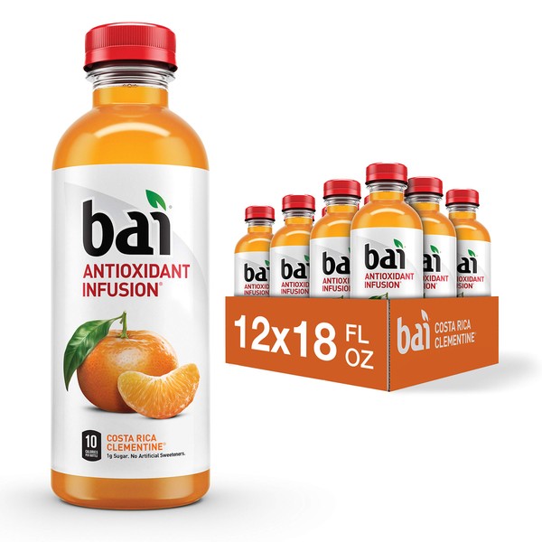 Bai Flavored Water, Costa Rica Clementine, Antioxidant Infused Drinks, 18 Fluid Ounce Bottle (Pack of 12)
