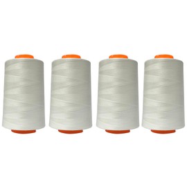 4 Rolls Sewing Thread, Polyester Thread for Everyday Wear, Home Fabrics, Crafts, Leather Goods, Quilting and Overcurls (White)