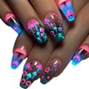 Spring on Nails Medium Coffin Fake Nails Purple Blue False