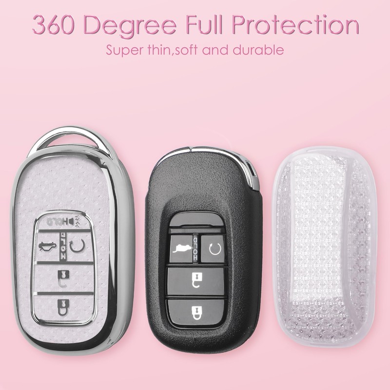 Meruns For Honda key fob cover with Diamond Bling Keychain,