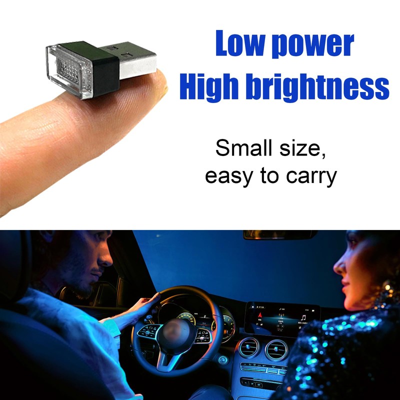 Sylvil 4 PCS USB LED Car Interior Atmosphere Lamp, Portable