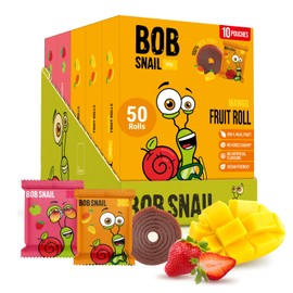 Bob Snail Fusion Mix Fruit Roll Ups – Healthy Sweets, Real Dried Fruits Snacks, No Added Sugar, Vegan, Nut Free, Candy for Adults and Kids – Mango and Strawberry Flavour 50 pcs, 500g