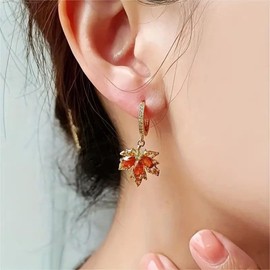 Maple Leaf Earrings Fall Red Leaf Earring for Women Thanksgiving Earrings Jewelry Accessories (C)