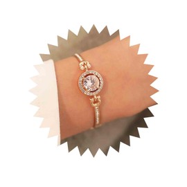 Inateannal Crystal Bracelet for Women Rose Gold Wrap Cuff Bangle Elegant Diamond Bangle Bracelet Valentine Birthday Gifts For Mum, Crystal