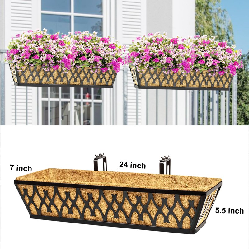4 Pack 24 Inch Window Boxes Planters for Outdoor Plants