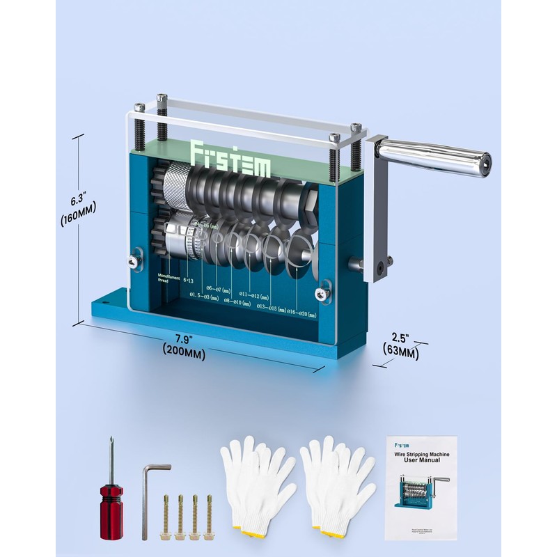 Frstem Manual or Drill Powered Wire Stripper Machine with 9