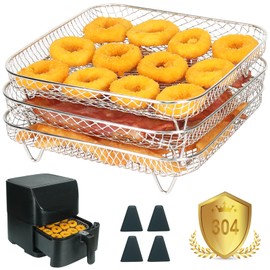 YQL Airfryer Accessories for Cosori 5.5 XXL/6.4L, 20 cm 304 Stainless Steel Square Airfryer Accessories Hot Air Fryer Accessories for Air Fryer
