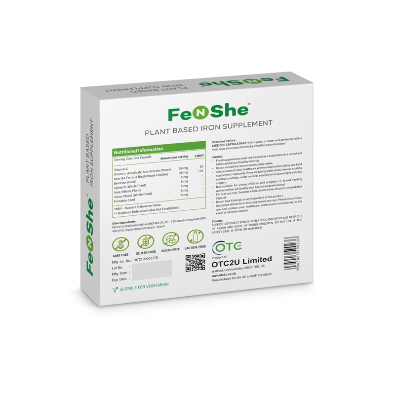 FeNShe Plant-Based Iron Supplement 60 Capsules