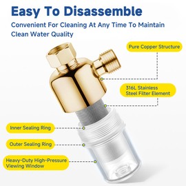 Geokin:Washing Machine Water Filter, Spin Down Sediment Filter, Stainless Steel Reusable Sink Water Filter, Water Softener For Water Heater Washing Machine Dishwasher Shower Faucet, Prevent Impurity