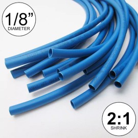 Salipt 1/8" ID Blue Heat Shrink Tube 2:1 ratio polyolefin (25 ft) inch/feet/to 3mm
