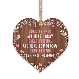 Friends plaque | Good friends are here today wooden heart | gifts for friends women | best friend plaque | hug gifts motivational miss you gift | birthday Christmas