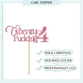 Decoración para tartas de 24 años de oro rosa, decoración de fiesta de cumpleaños de 24 años, decoración de fiesta de cumpleaños de 24 años