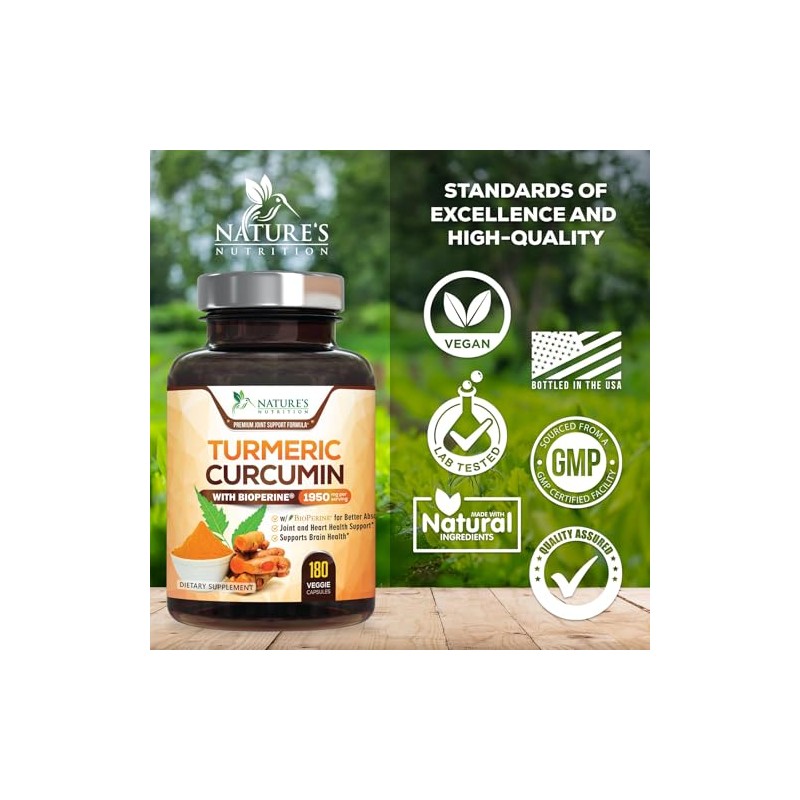 Nature's Nutrition | Cúrcuma con BioPerine 1950mg | Soporte Articular
