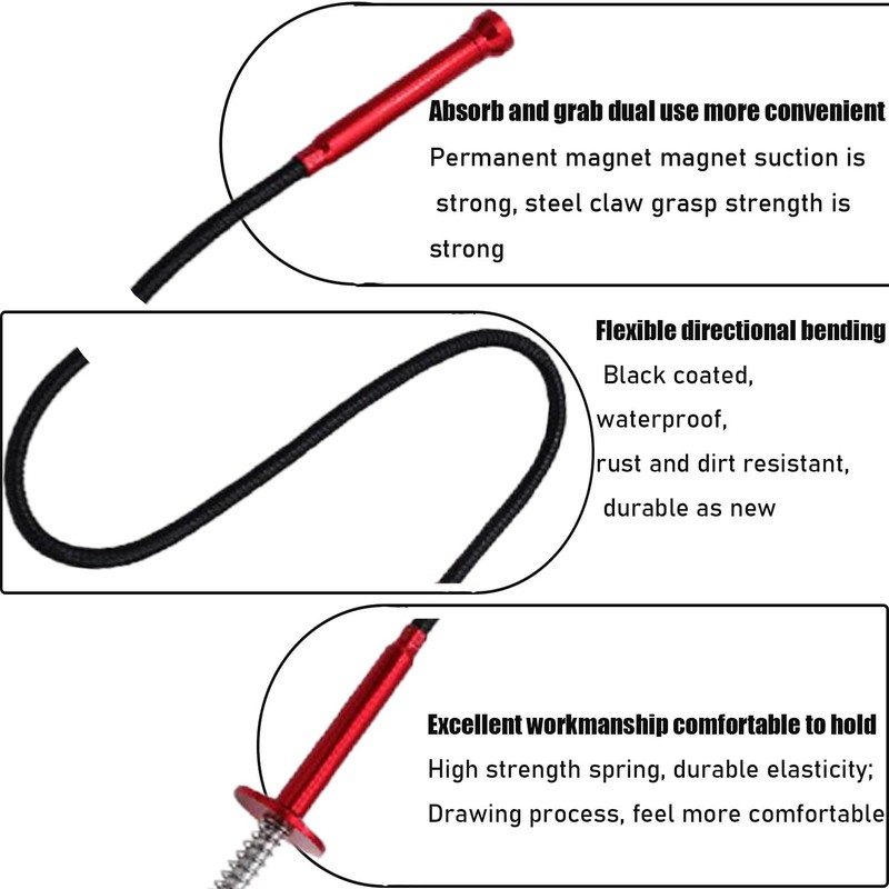 24" Magnetic Pickup Tool with 4-Claw Grabber -Flexible Retrieval Tool