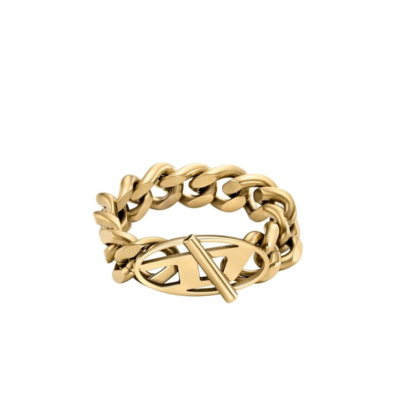 Diesel DX15687108 Unisex Oval D Logo Ring Soft Chain Stainless