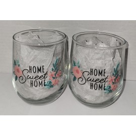 Generic 2 Piece Stemless Wine Glass Set (Home Sweet Home), Medium