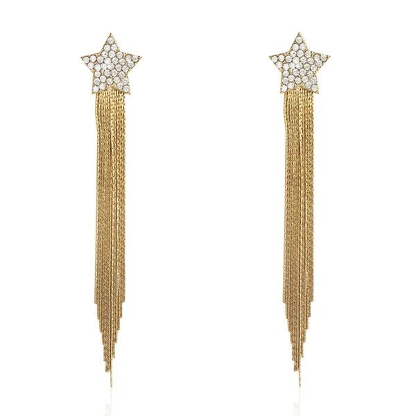 Aishgjia Women’s Tassel Earrings Star Ear Stud Pave Crystal Dangle