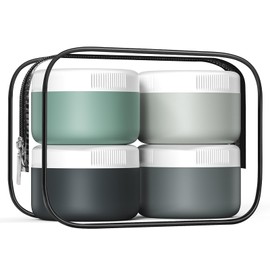 Kuangre Travel Containers for Toiletries, Silicone Cream Jars BPA Free, TSA Approved 3oz Size Containers, Leak-proof Travel Essentials with Lid for Cosmetic Face Hand Body Cream (4 Pack)