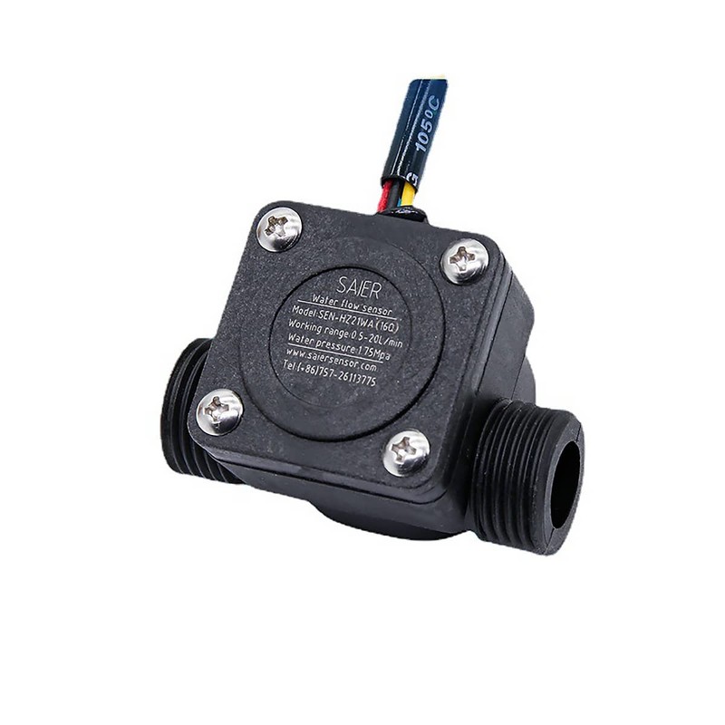 Water Flow Sensor 1/2" Hall Effect Sensor Low Meter Flow