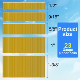 SimCos 23 Gauge Pinner Nails (1/2",9/16",3/4",1",1-3/8") 5000 pcs Assorted 5 Sizes' Headless Pin Nails for 23 GA Pneumatic or Electric Pinner or pin Gun,Project Pack