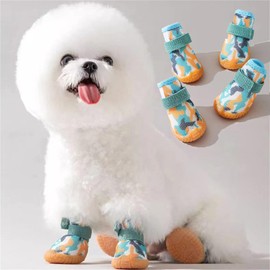 Yeduzyn 4Pcs Camouflage Color Sport Dog Boots Breathable Dog Shoes Teddy Pomeranian Bichon Middle and Small Dogs Four Seasons Universal (Size 1)