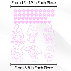 Vinyl Wall Art Decal - My Melody - 21" x 16" - Trendy Cute Inspirational Lovely Design Sticker for Home Bedroom Living Room Closet Kids Room Playroom Nursery Daycare Kindergarten Decor (Pink)